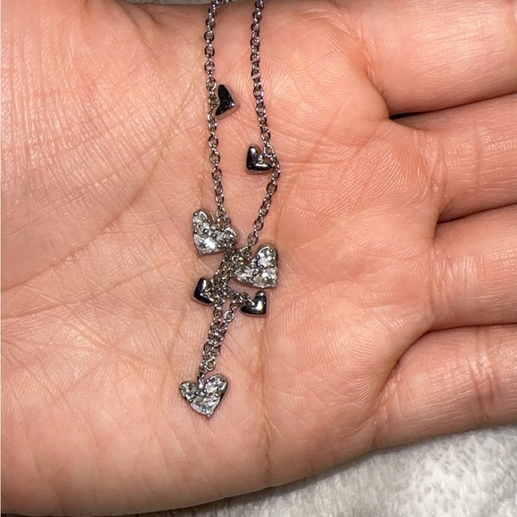 kendra scott Haven Silver Heart Crystal Choker Necklace *new* - Picture 2 of 5